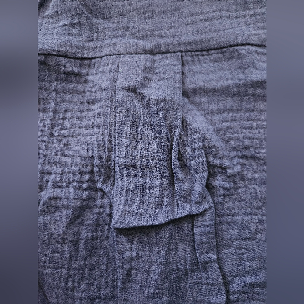 NWT - Boutique - Cotton Dark Blue Textured Button Up Short Sleeve Shirt - Size L - Picture 12 of 13